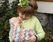 Doll Sling Child's Toy Pouch Sling Baby Doll Carrier - Rainbow Chevron - FAST SHIPPING