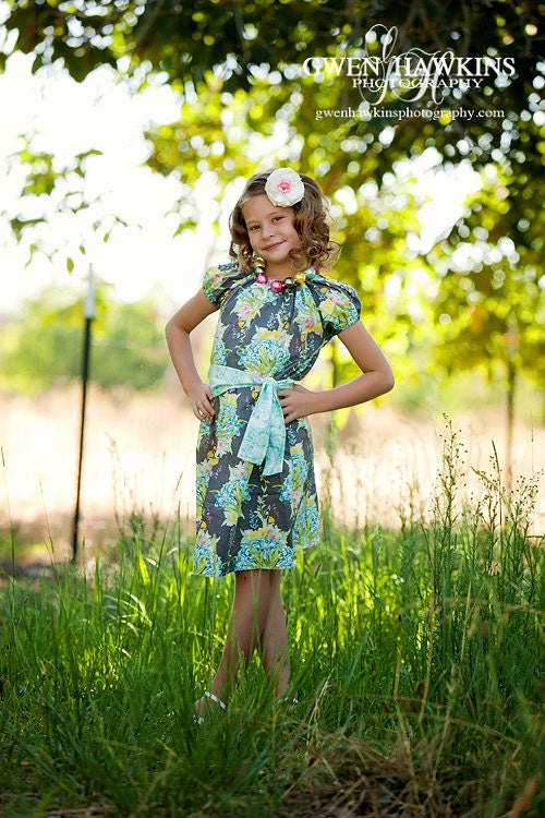 Sweet Tea coordinating line, simple peasant dress and sash, size 6mos.- 5T
