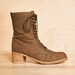 Vintage 1980s lace up boots 7. Brown canvas granny boots 7 / ankle boots / lace up boots 7.