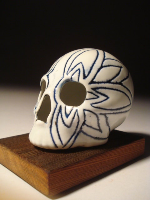 Cobalt Inlay Carvings Skull