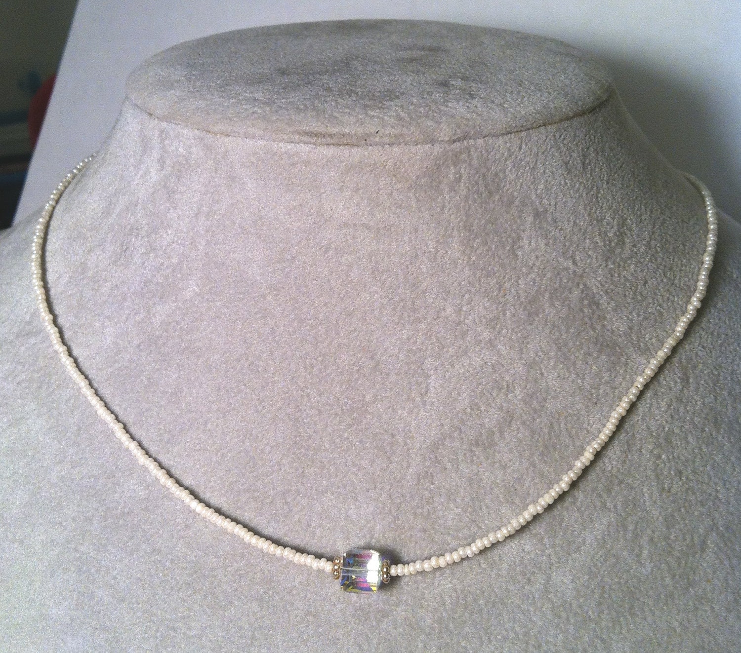 Swarovski Crystal Cube necklaces -- pearly white