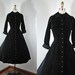 1940s 1950s Coat Dress - PRINCIPESSA Jet Black New Look Lanz Designer Princess w Gilt and Soutache