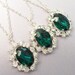 Emerald Cluster Silver Pendant Necklace - Ideal For Brides Bridesmaids Wedding Party Special Occasion