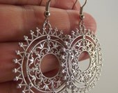 Ornate Filigree Sunburst Earrings, Silver Earrings