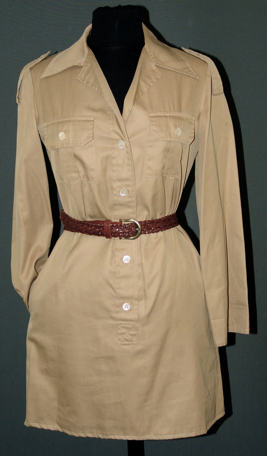 Vintage Uniform Army Safari Dress