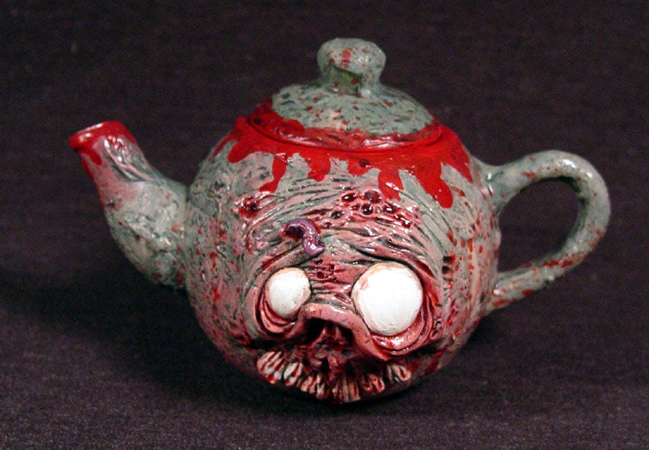 Zombie Tea Pot with Lid OOAK