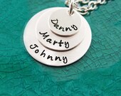Mother's Necklace Sterling Silver Filled - We Are Three - Matte Silver Customizable Necklace - Children Kids Baby Babies Twins mom