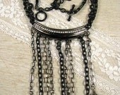 Black and Gunmetal Multi Strand Necklace "Under the Table"