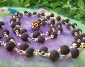 Mala Beads, Handmade Rose Petal Beads with Rudraksha Guru Bead