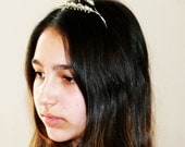 1942 Antique Vintage Tiara Corsage Silver Art Nouveau Wedding Grecian Goddess Garland Halloween Bridal Headdress Myrtle Flowers Costume