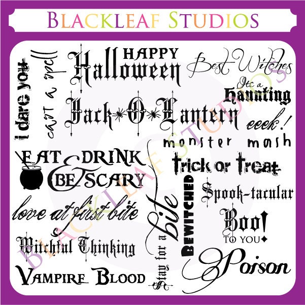 Halloween Word Art -Scrapbooking Titles, October 31st Titles, Scary Greetings - Personal & Commercial Il_570xn