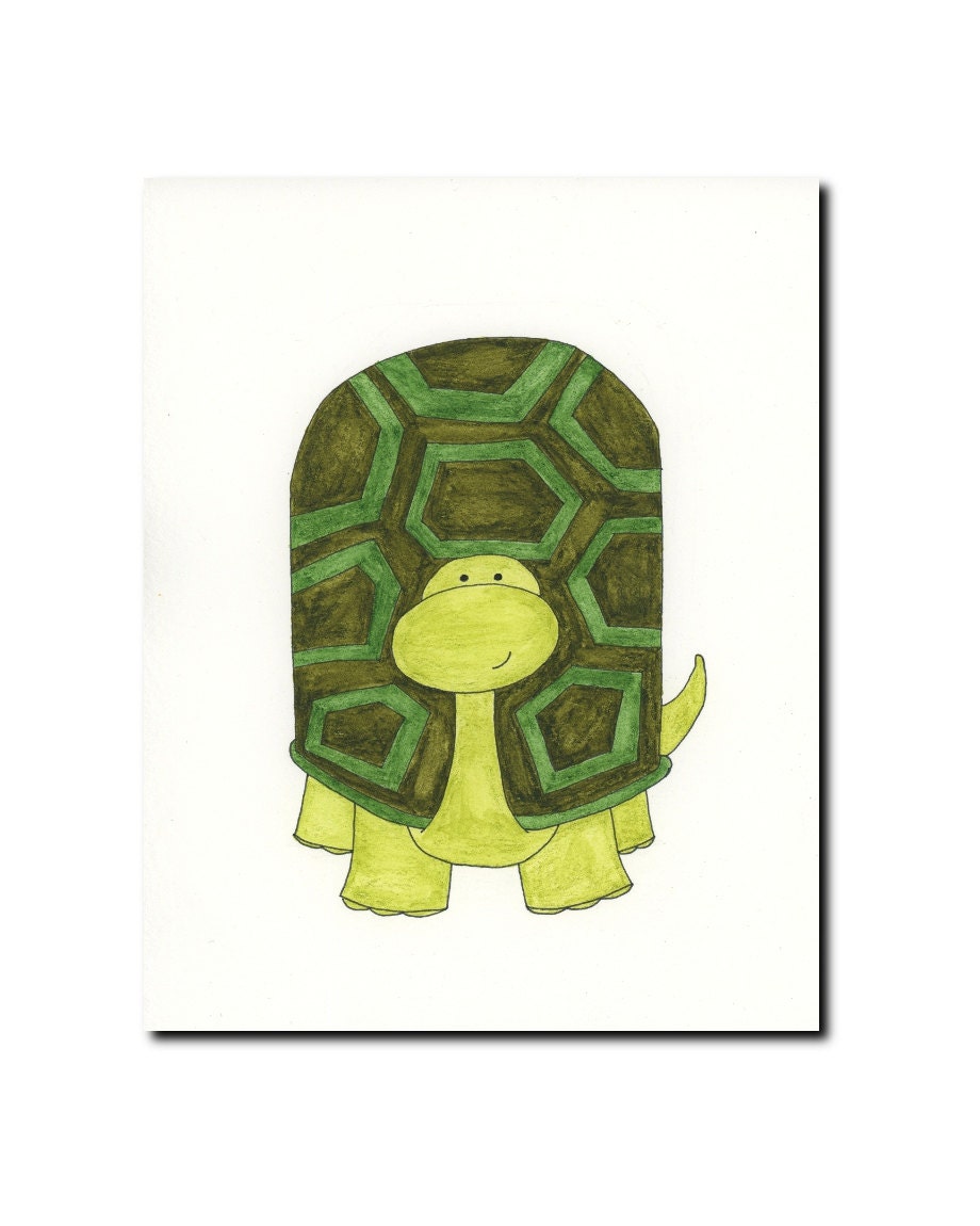 Original Painting, Mr. Turtle, 8x10 Children Art