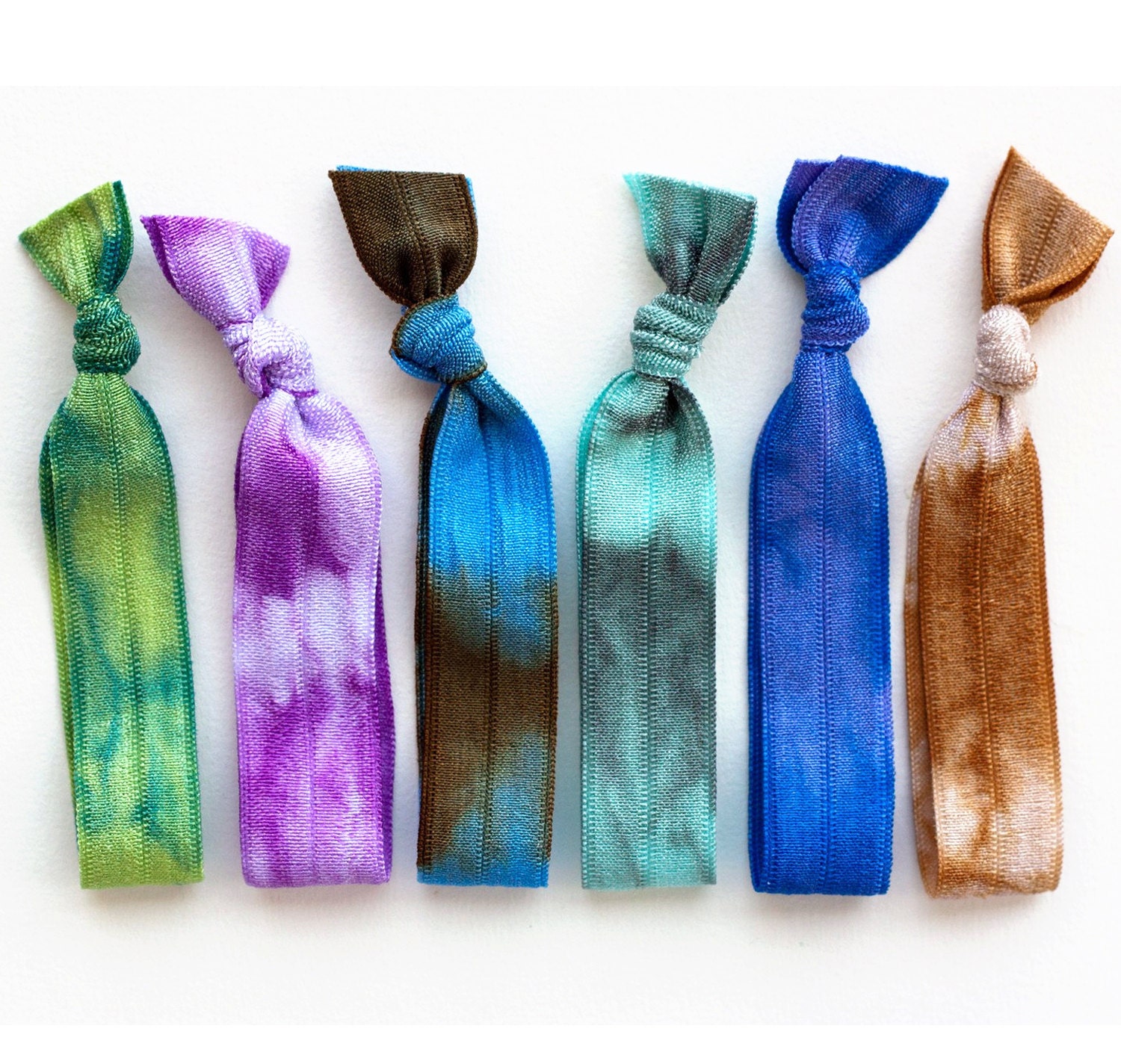 The Frolic Tie Dye Hair Tie Package - 6 Elastic Tie Dye Hair Ties that Double as Bracelets by Mane Message on Etsy