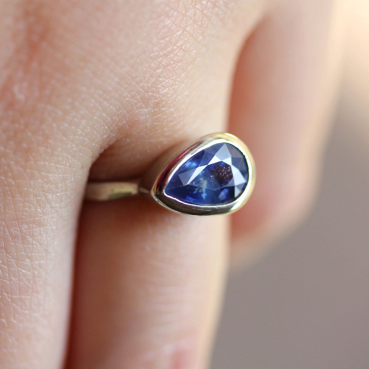 Blue Sapphire In 14K White Gold Engagement Ring - Ready To Ship