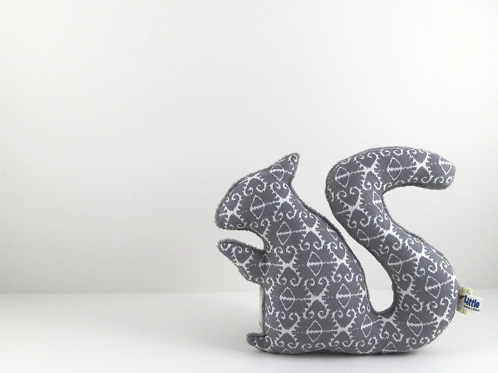 Squirrel Softie Stuffed Animal Plush Squirrel Baby Toy Grey White