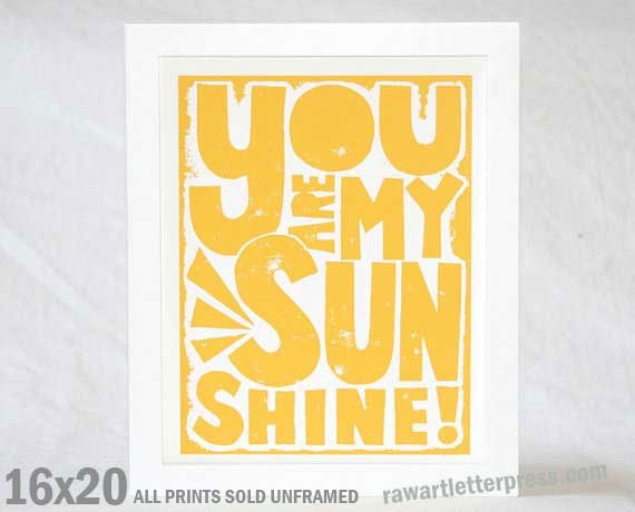 Nursery Decor, Nursery Art Print, Kids Wall Art You Are my Sunshine
