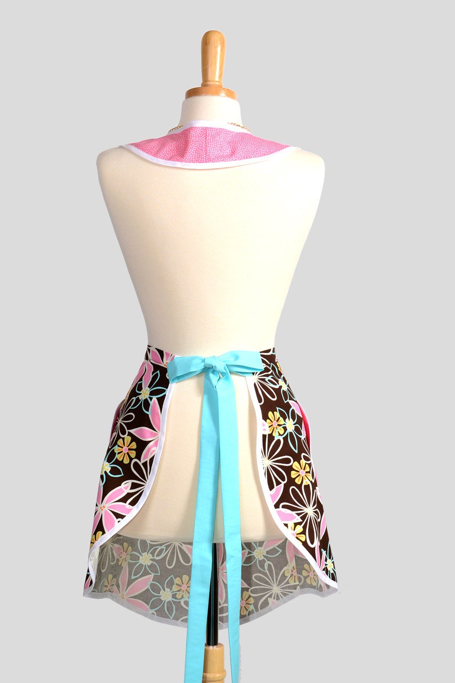 SALE 30% OFF Retro Full Kitchen Apron / Handmade Womens Apron Chocolate Strawberries Whipped Cream Sweet and Yummy