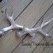 CLEARANCE SALE Metallic Silver Chrome / Faux / Deer Antlers Mount / Rustic Wall Decor. Faux Taxidermy Hook Rack.