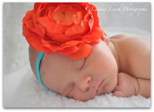 New- Summer Collection- Big Boutique Flower Rhinestone Center on itty bitty Headband-Photo Prop- Newborns Toddlers Big Girls