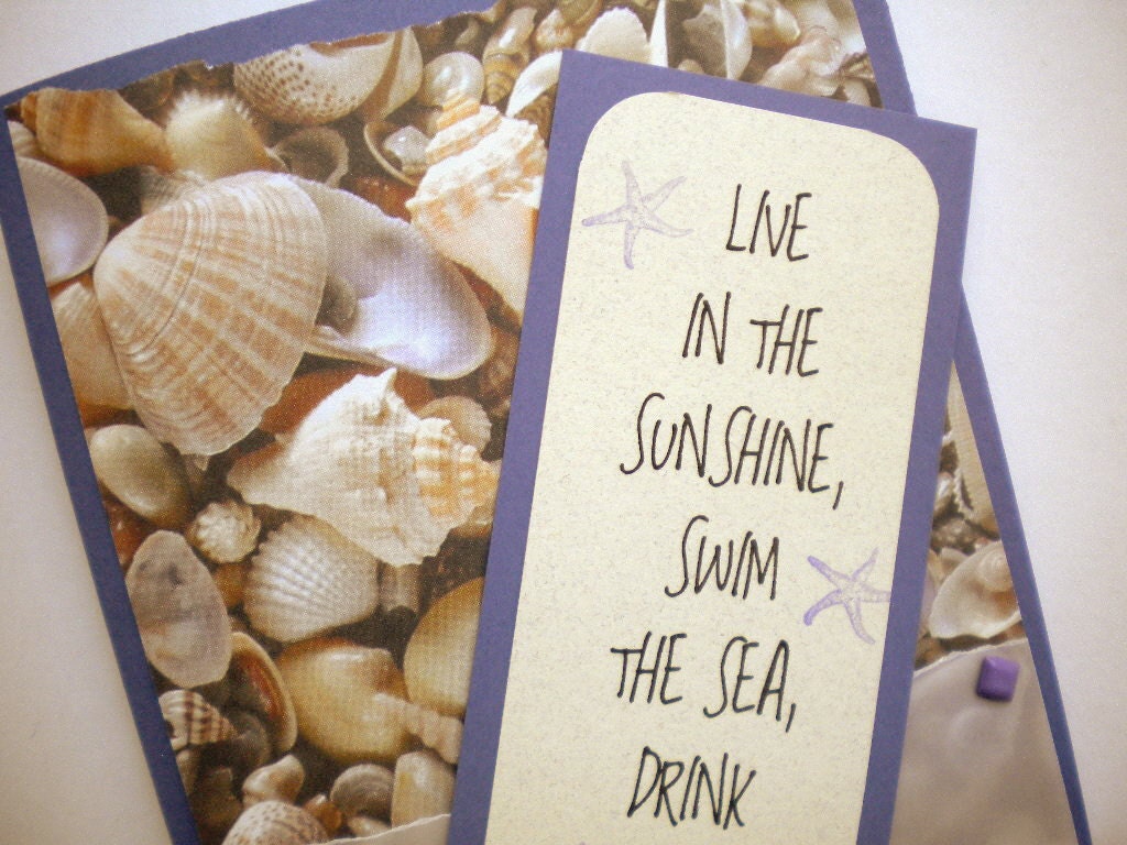 Greeting Card with Bookmark - SWIM THE SEA - with quote by Ralph Waldo Emerson