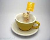 Yellow Teacup Mouse - 'Keep Calm and Drink Tea'