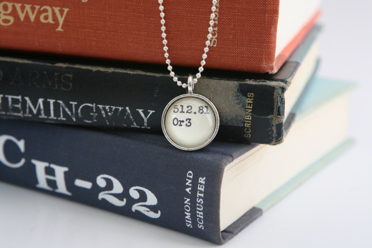 Librarian Book Lover Dewey Decimal Pewter Pendant MADE in USA