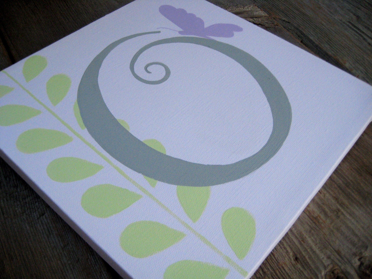 O is for Olivia, medium 10x10 hand painted stretched canvas, girls decor wall art