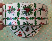 SALE - Vintage metal container, box, tin, lithographed, painted, storage, Christmas, holiday, 1980s, 1970s, metal, gift box