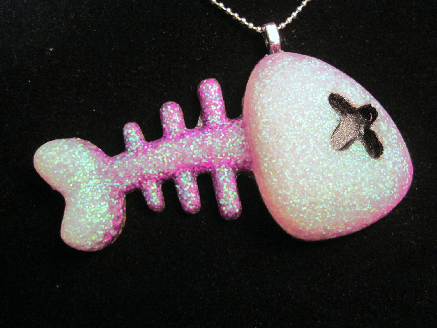 RESERVED for Nathan Purple glitter resin skele-fish