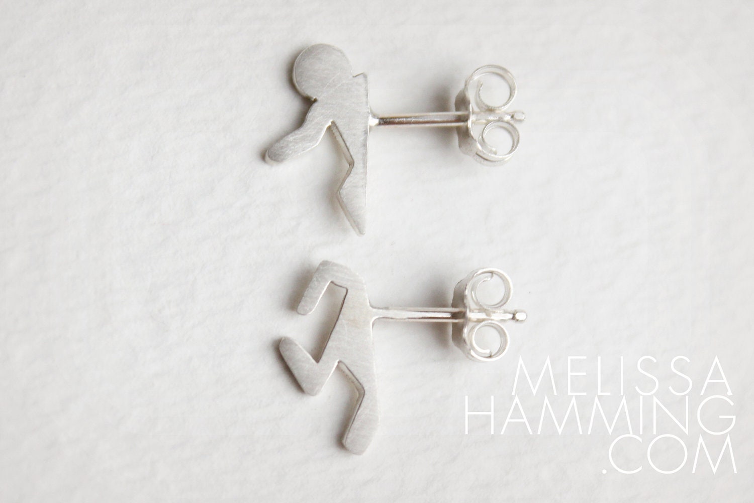 Handmade Portal Studs: In One Ear and Out The Other - Portal 2 Inspired Sterling Silver Earrings / Posts
