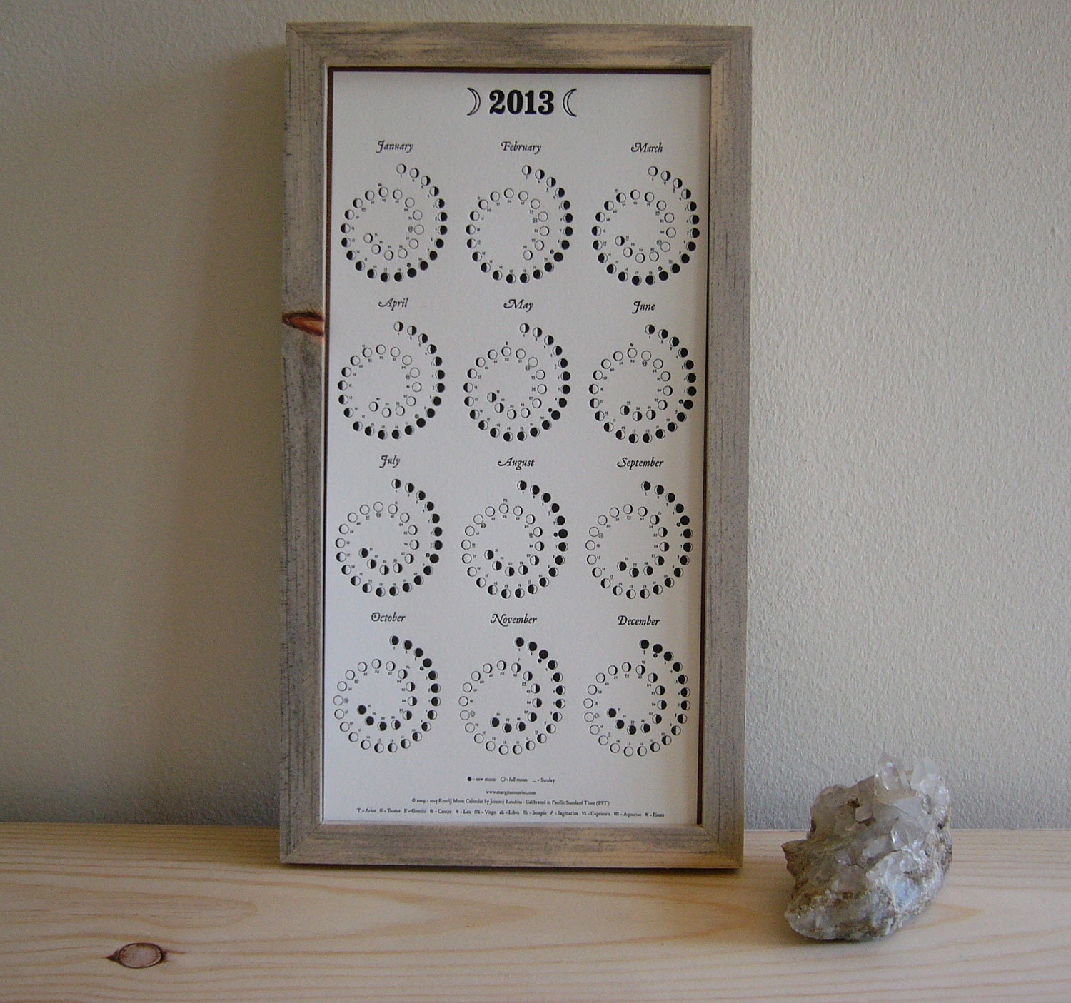 2013 Moon Calendar in MOON SURFACE - Letterpress Edition