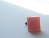 Bubblegum Pink Vintage Lucite Gem Adjustable Ring - Mother's Day Gift
