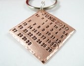 Calendar Key Chain - Mark the Date Stamped Copper Calendar - Save the Date Hand Stamped Calendar- Fathers Day - Gifts for Dad