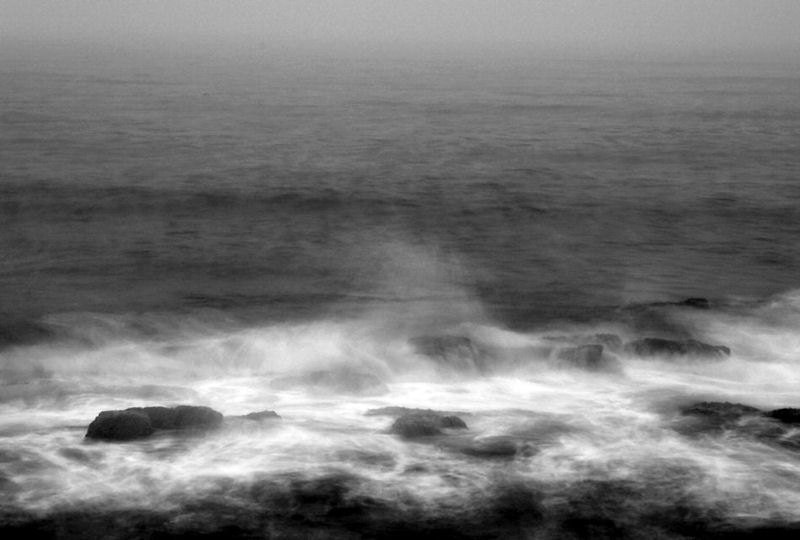 Black and White Waves, Seascape, Water and Rocks, Fine Art, 11X14 Mat, Nature, Ready to Frame, Wall Art