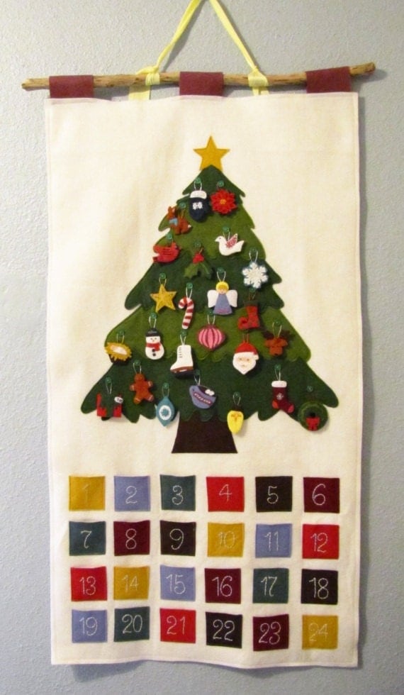 Pattern - Felt Ornament Advent Calendar Pattern, PDF, Christmas Advent Wall Hanging
