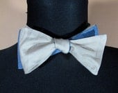 Reversible Bow Tie in Cotton Jaquard Solid and Blue Cotton