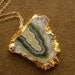 Beautiful Amethyst Half Stalactite Slice and Gold Fill Pendant Necklace