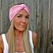 Vintage Turban Style Stretch Jersey Knit Headband in Pink and White Stripes - Multi Ways to Wear