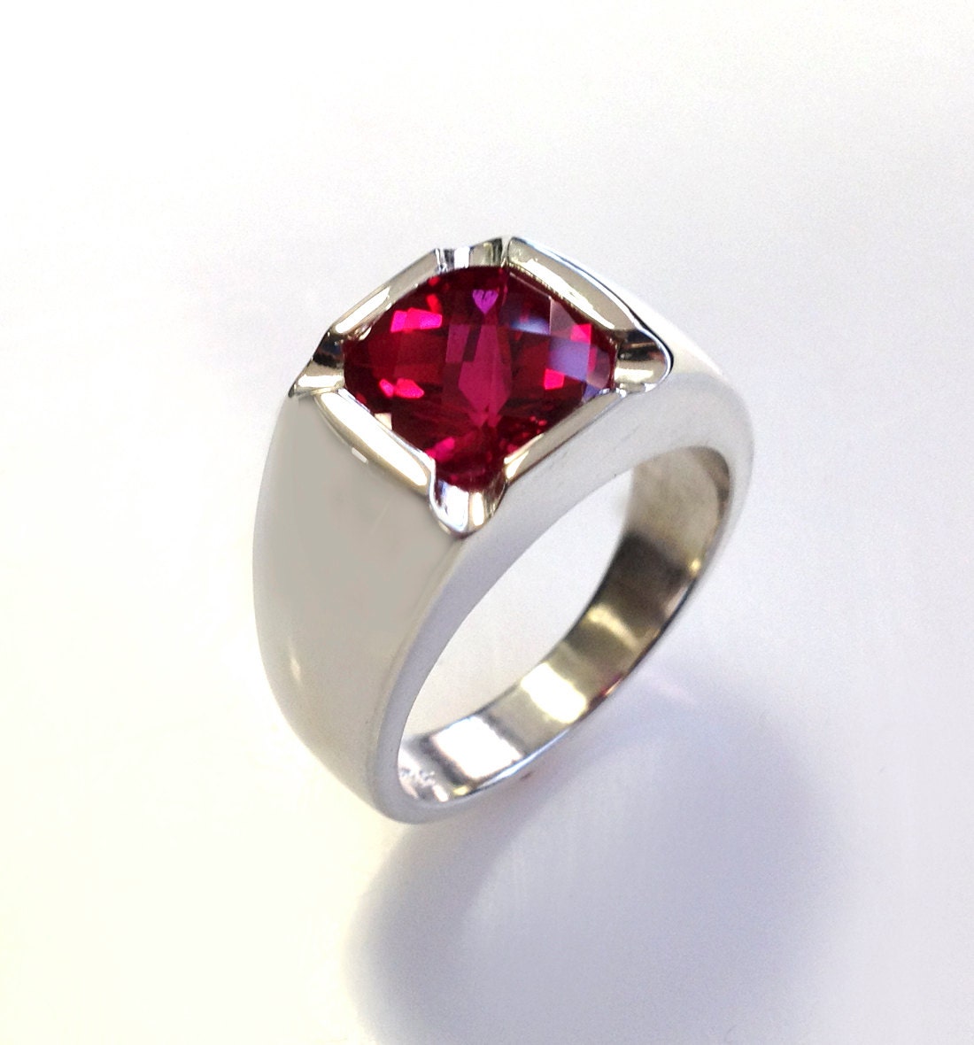 Mens Ruby Rings on Mens Antiquestyle Cushion Cut Ruby Ring In By ...