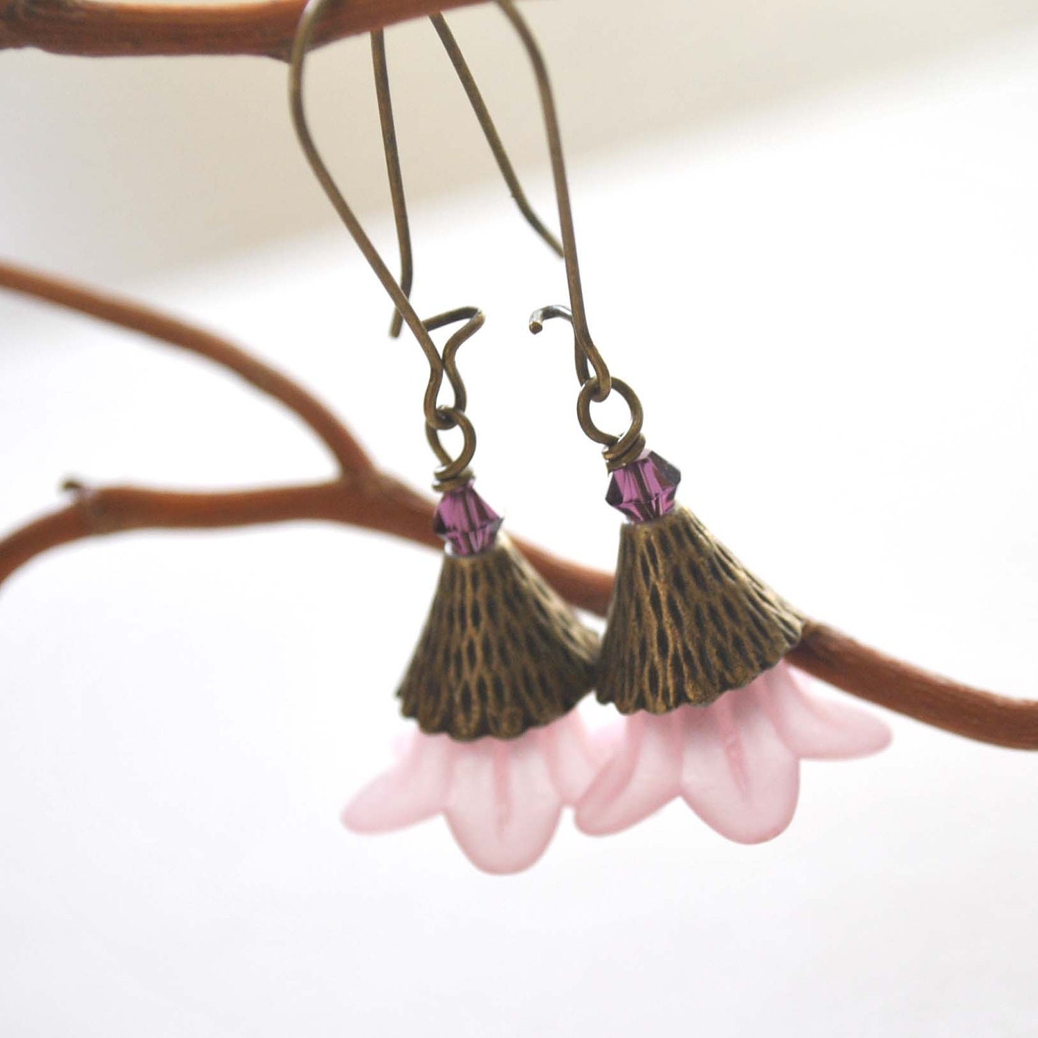Pastel Pink Lucite Flower Earrings