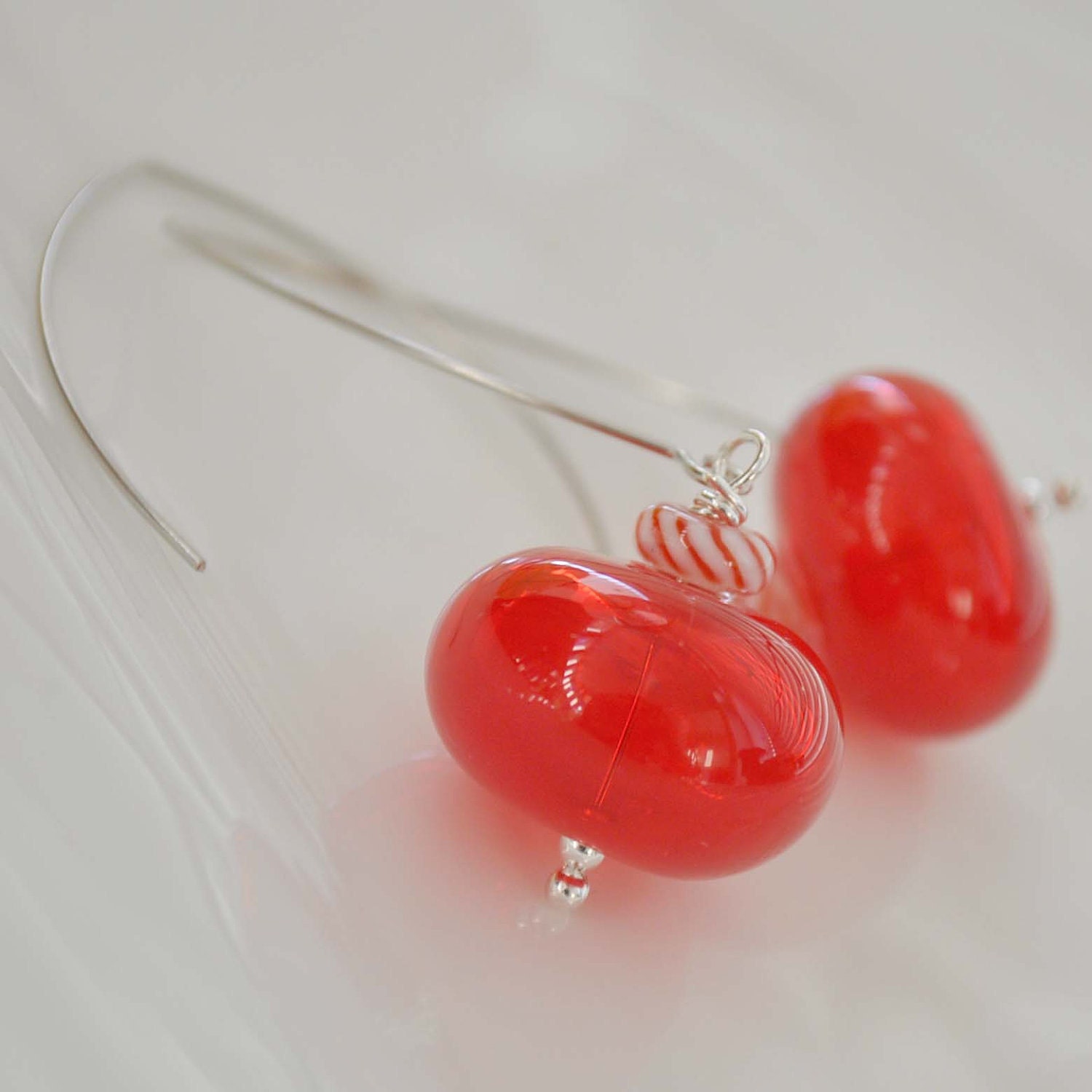 Red Candy Hollow Glass Earrings