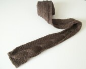 Hand Knit Skinny Scarf for Men in Brown Wool