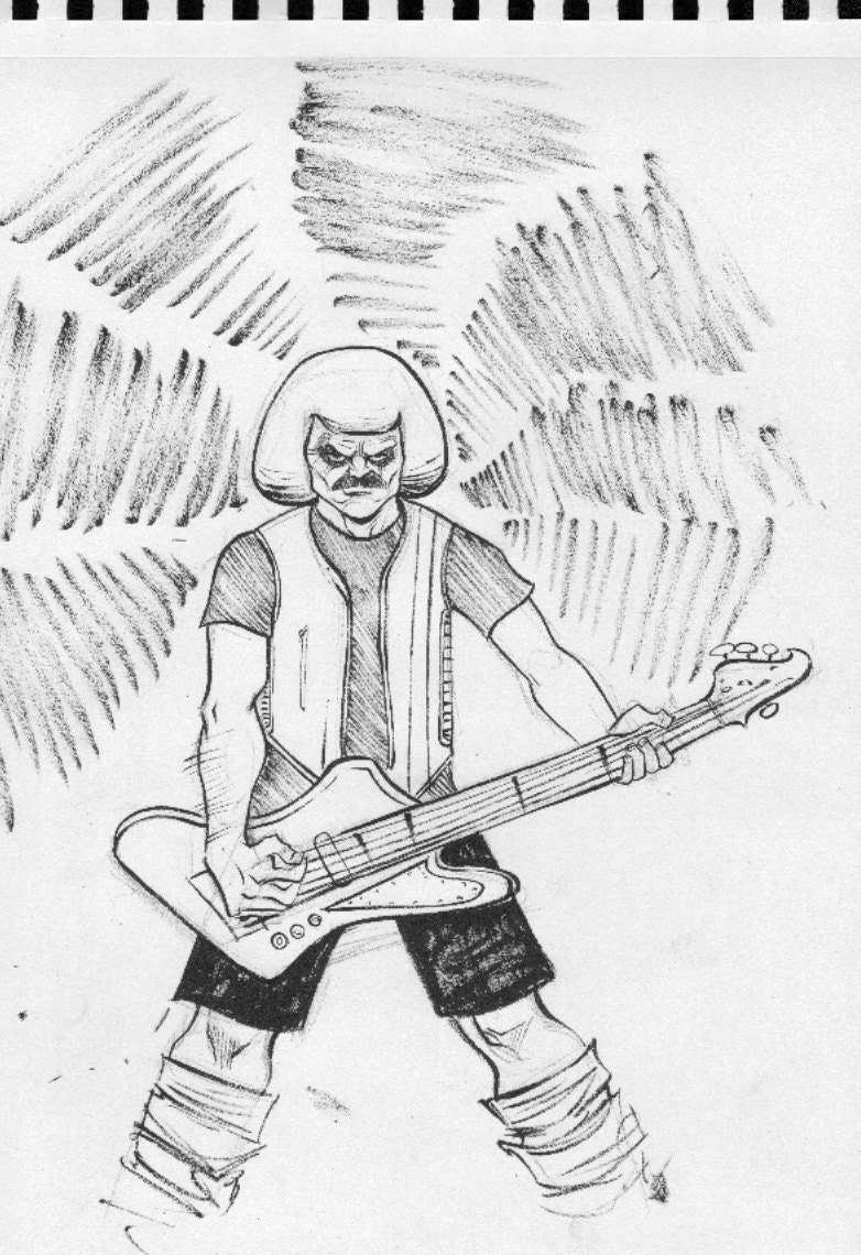 Dethklok bass player Murderface, from METALOCALYPSE, drawn by Joëlle Jones