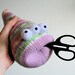 Orange, green and purple Fairisle desk worm