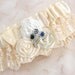 Bridal Garter in Ivory with Lace and Blue Vintage Jewels- Something Blue