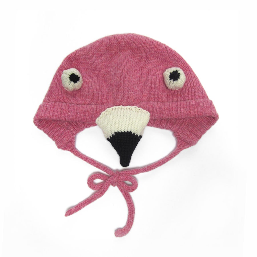 Baby Flamingo Knitted Hat, Handmade Costume