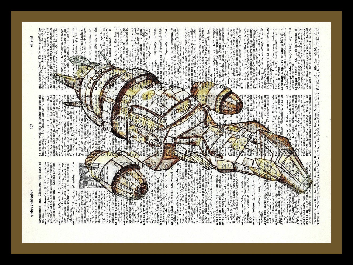 Buy Any 2 Prints get 1 Free  Firefly Serenity Ship  Drawn Vintage Dictionary Art