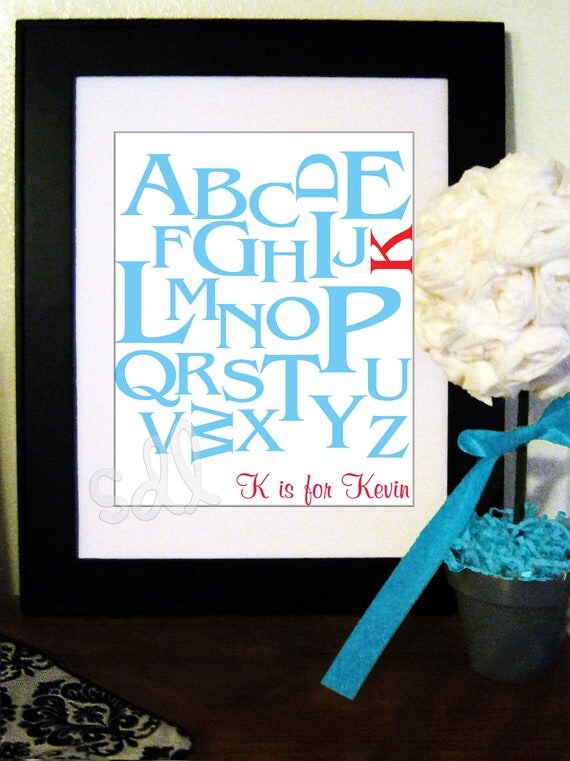 PRINTABLE PDF Alphabet Name Nursery Wall Decor 8x10 Il_570xn
