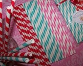 Paper Drinking Straws & Treat Cup Combo  30 Straws With 30 Treat Cups Red/Pink/Aqua/Blue