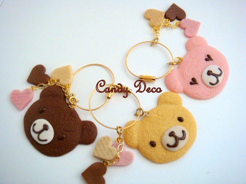 Bear Heart Cookie Keychain/Bag Charm (Pick One Color)